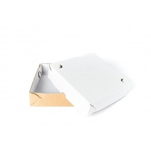 Caixa Salgados Quadrada 25cm Tampa e Fundo Branco 25 Unidades
